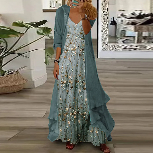 Marielle™ | Robe Longue avec Veste (Ensemble 2 Pièces)